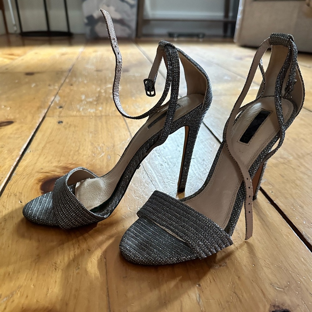 Topshop silver glitter stilettos
